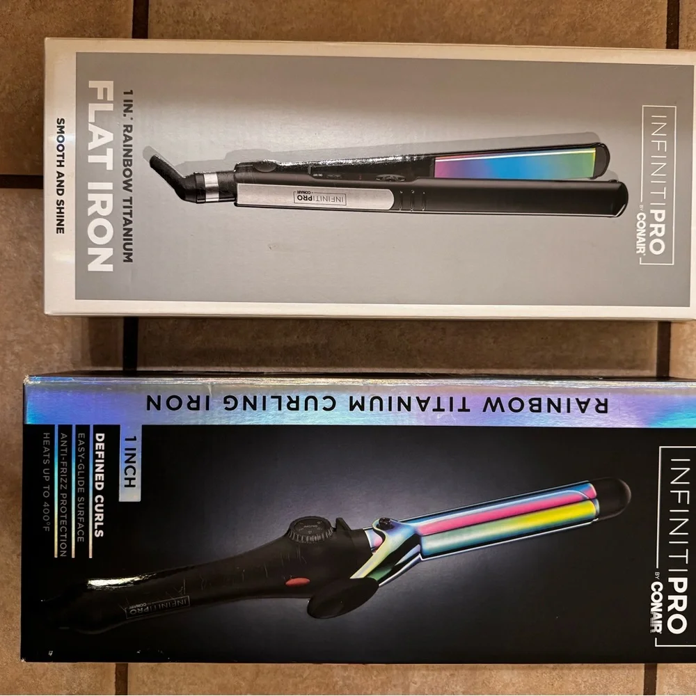 Conair Infiniti Pro Rainbow Titanium Flat Iron and Curling Iron - Picture 1 of 5